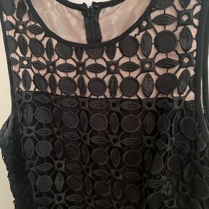 Ralph Lauren Black Lace Overlay Dress with Nude Lining